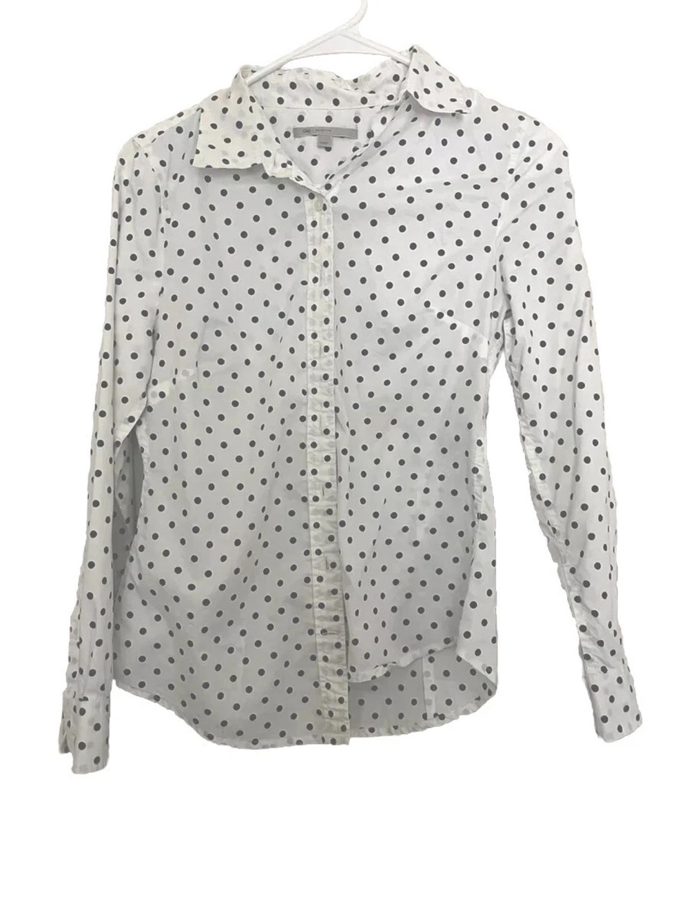 Gap XS petite Women's White Polka Dot Button-Up Shirt